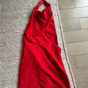 Elegant Red Halter Dress